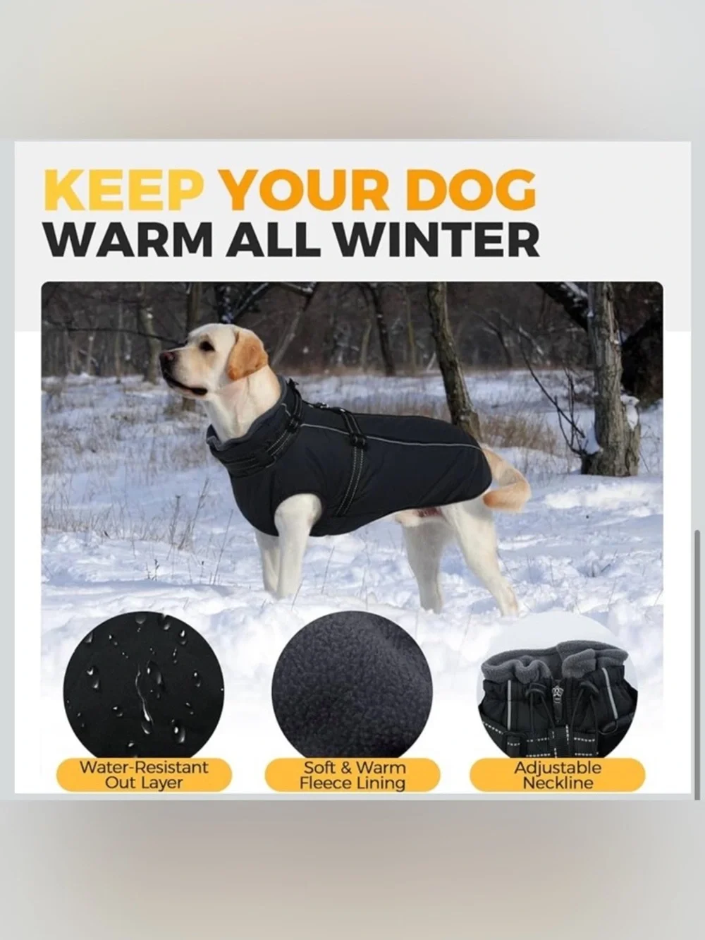 Lelepet Coat For Large Dogs Waterproof W/Harness Built In Reflective XL 917-12